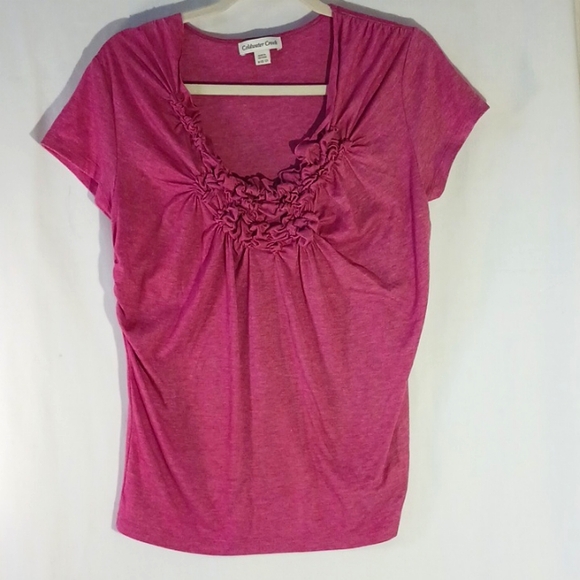💥Coldwater Creek,  Sz M, cranberry pink, gathered neck, good to bundle - Picture 1 of 5